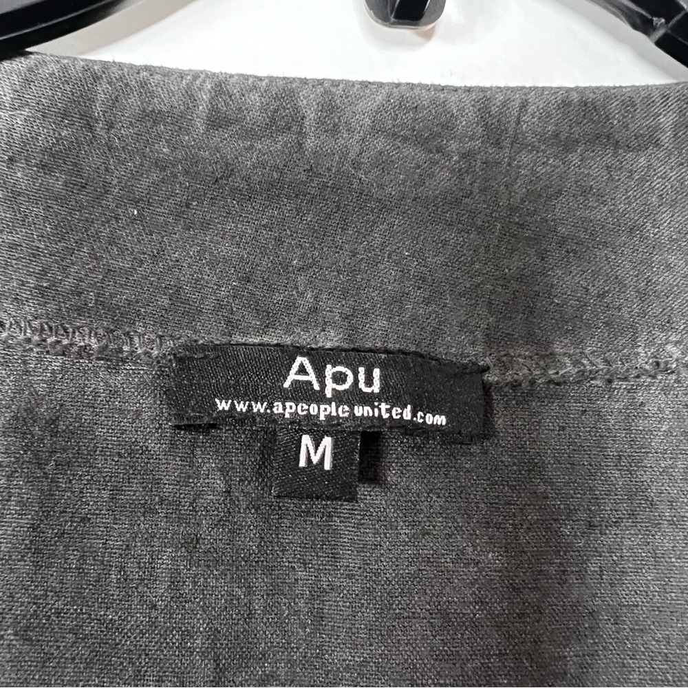 NWOT APUWomen's Charcoal Blouse with Wooden Accent Buttons with Rope Ties Medium - Picture 8 of 13